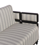 Modern Striped Fabric Sofa Set with Cane Back Accents  Living Room Seating