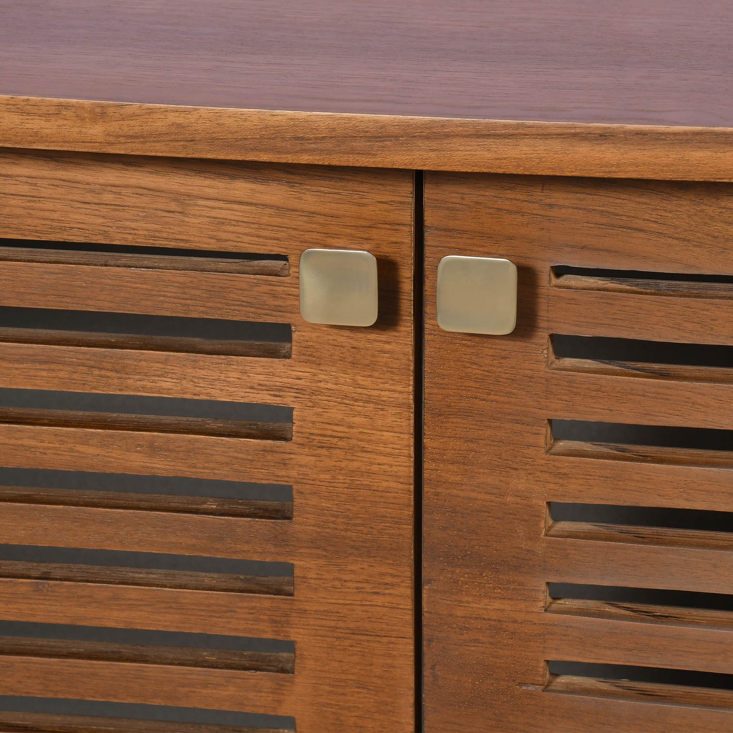 Odella Teak Shoe Cabinet Slatted Door Storage