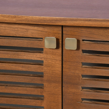 Odella Teak Shoe Cabinet Slatted Door Storage