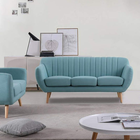 Aurelia Modern Fabric Sofa | Soft Aqua Blue Upholstery | Theom Living