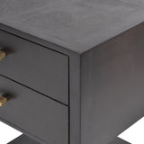 Modern Black Wooden Side Table with Storage