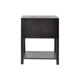 Modern Black Wooden Side Table with Storage