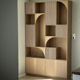 The Arcoré Fluted Bookcase | Modern Walnut & Natural Wood Display Cabinet