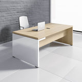 Modern Executive Office Desk – Light Oak & Glossy White Finish | SRK Modular Furniture Co.
