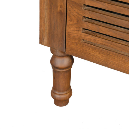 Odella Teak Shoe Cabinet Slatted Door Storage
