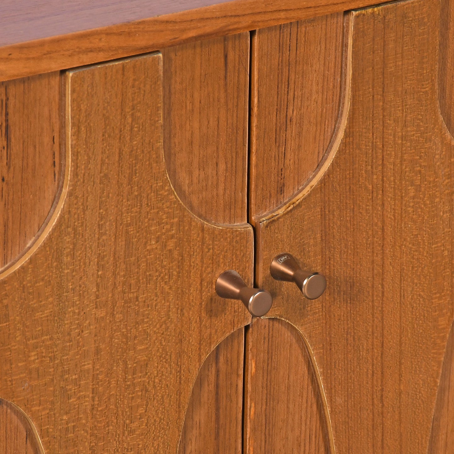 Teak Wood Sideboard with Carved Doors Mid Century Modern Media Console