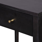 Modern Black Wood Side Table with Drawer & Shelf Nightstand or End Table