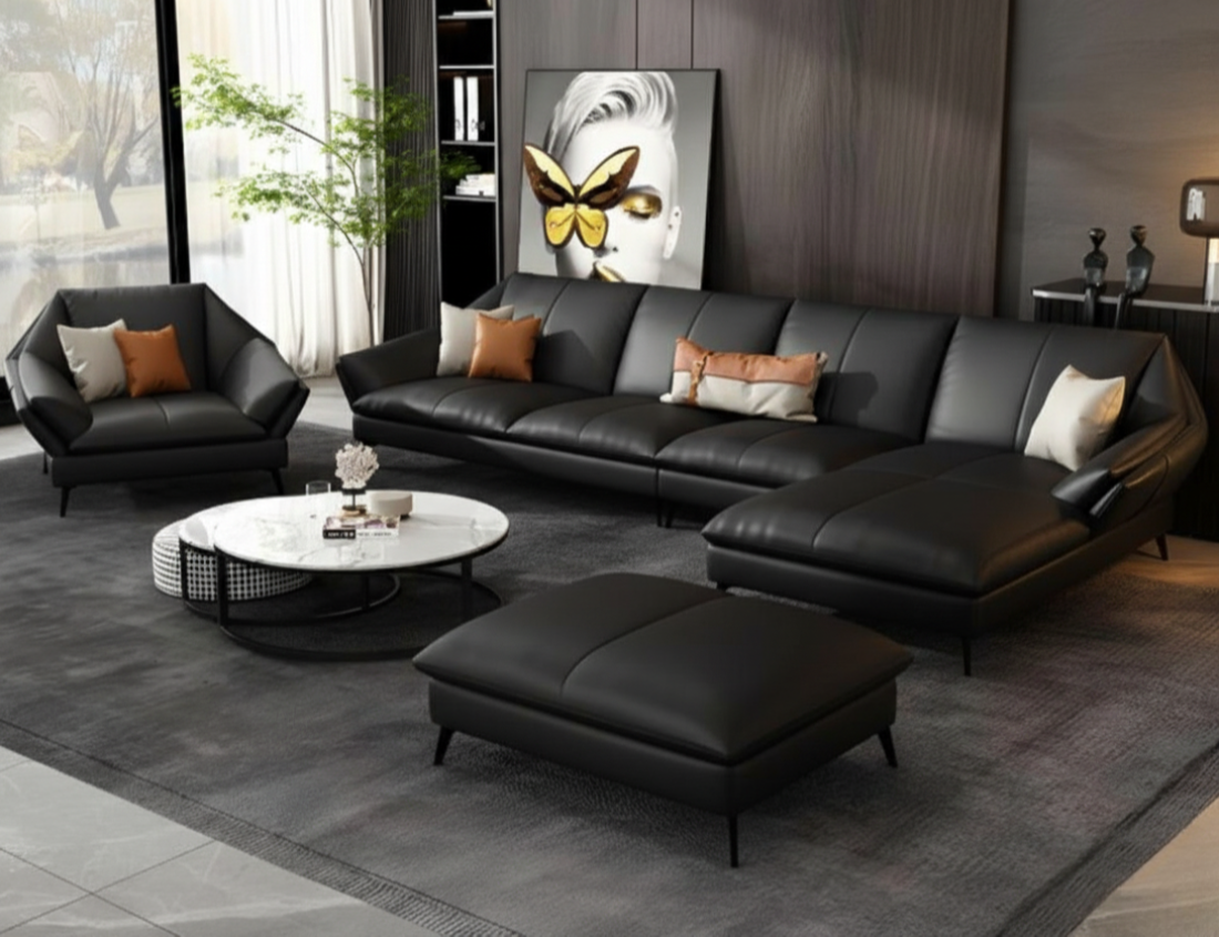 The Novara Luxe Leather Sectional Sofa | Premium Office Visitor & Home Lounge Set