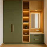 Aurelio Wardrobe with Dressing Unit | Matte Black & Oak Finish | SRK Modular Furniture