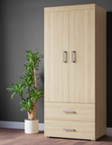 Oaklyn Compact Wooden Wardrobe with Drawers | Walnut Finish | SRK Modular Furniture
