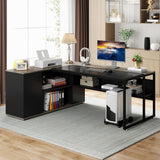 Executive Office Desk with Open Storage – Black & Ash Finish | SRK Modular Furniture Co.