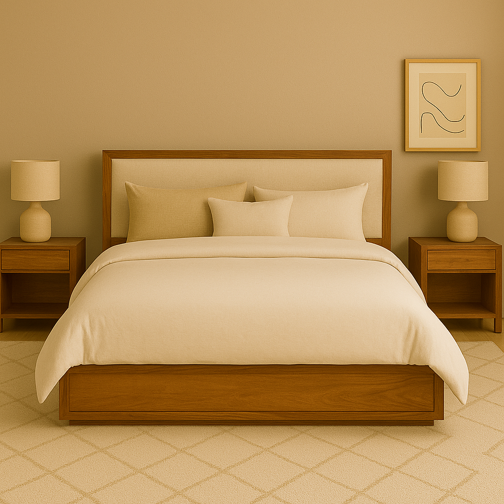 Terrana Solid Wood Upholstered Bed with Side Tables Collection