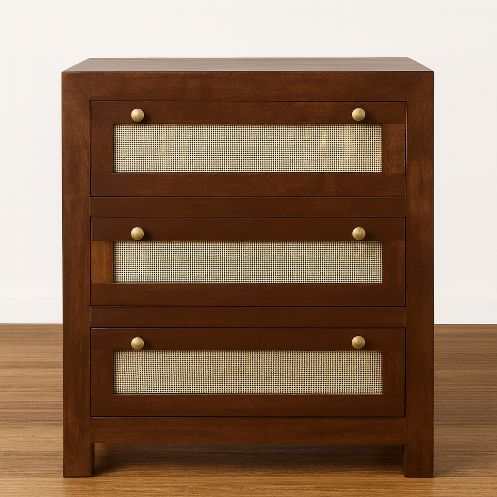 CaneAccent Modern Wooden Chest of Drawers