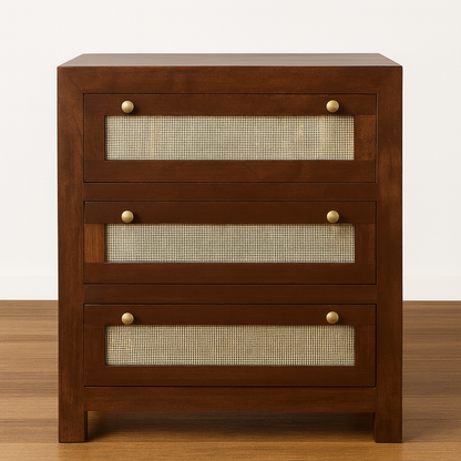 CaneAccent Modern Wooden Chest of Drawers