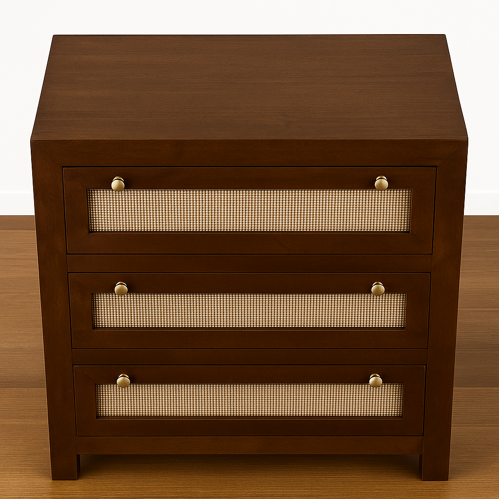 CaneAccent Modern Wooden Chest of Drawers