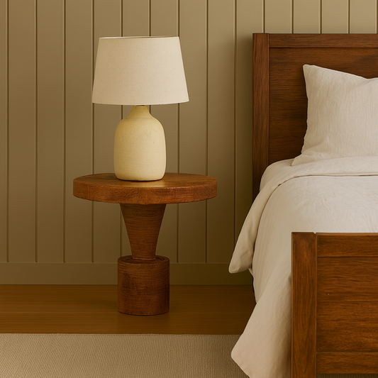 Rustika Solid Wood Pedestal Side Table