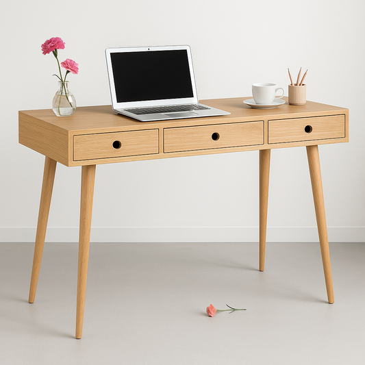 Mid-Century Modern 3-Drawer Wooden Writing Desk