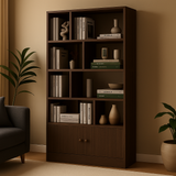 Solid Wood Bookshelf with Storage Cabinet | Modern Open Display Rack | Theom Living