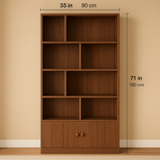 Solid Wood Bookshelf with Storage Cabinet | Modern Open Display Rack | Theom Living