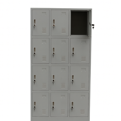 12-Door Steel Locker Cabinet | Industrial Storage Unit | SRK Modular Furniture
