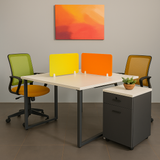 4-Seater Modular Workstation with Vibrant Mesh Chairs & Privacy Panels – SRK Modular Furniture Co.