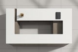 Executive Reception Counter – Grey Oak with White Marble Top | SRK Modular Furniture Co.