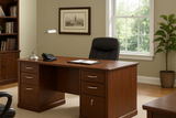 Classic Executive Wooden Office Desk – Mahogany Finish with Drawer Storage | SRK Modular Furniture Co.