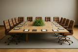 Executive Square Conference Table – Oak Finish with Central Planter Space | SRK Modular Furniture Co.