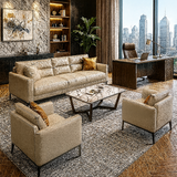 The “Aurelia Duo-Tone” Sofa Set | Premium Leatherette 3+1+1 Seater with Marble-Top Center Table