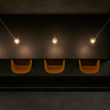 4-Seater Minimal Bar-Style Workstation | Black Counter Desk with Mustard Chairs | Modern Office & Café Setup by SRK Furniture