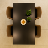Modern 6-Seater Meeting & Discussion Table | Black Metal Frame with Walnut Top | SRK Modular Furniture