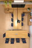 8-Seater Conference & Meeting Table | Teak Finish Boardroom Desk with Blue Chairs | SRK Modular Furniture