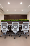 8-Seater White Modern Office Workstation | Premium Modular Desk with Planter Divider | SRK Modular Furniture