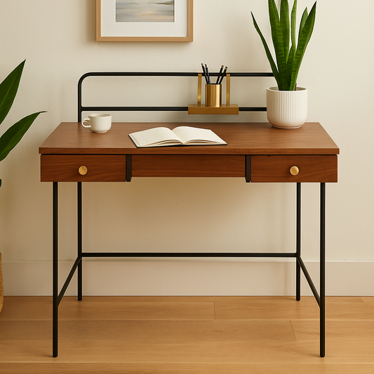 Modern Industrial Metal & Wood Study Desk