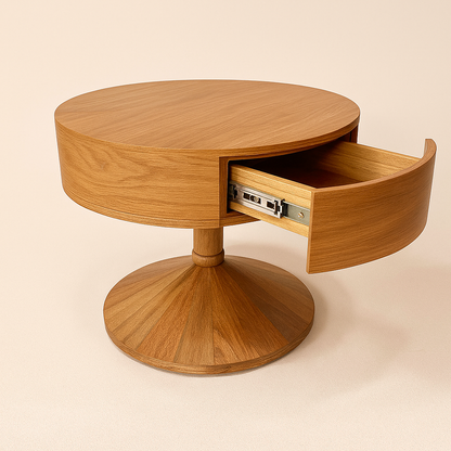 Aurora Round Pedestal Table with Hidden Drawer