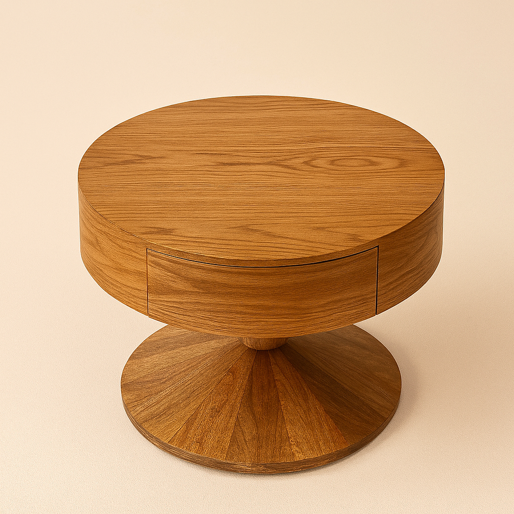 Aurora Round Pedestal Table with Hidden Drawer