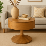 Aurora Round Pedestal Table with Hidden Drawer