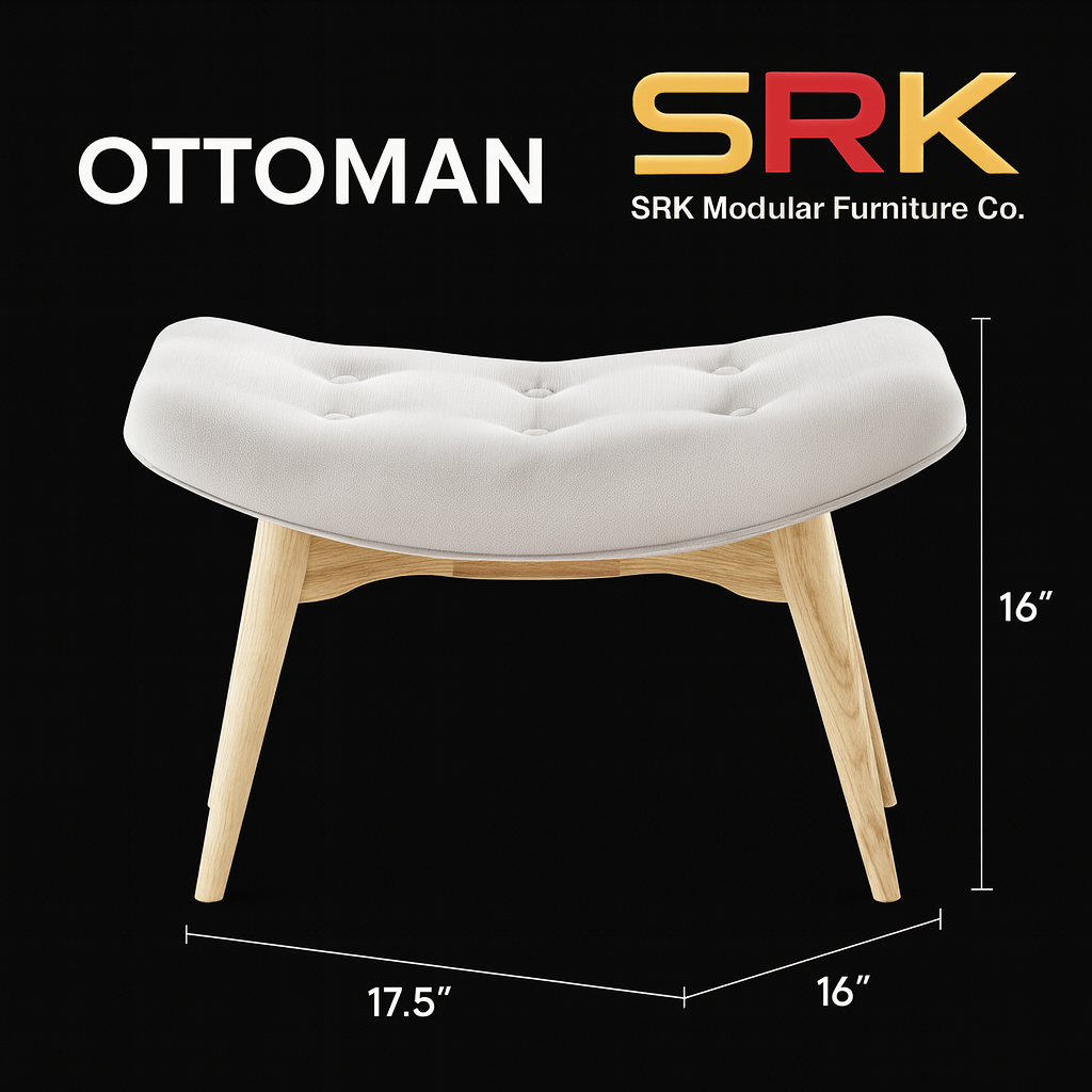 Curved Black Ottoman Stool | Modern Lounge Footrest | Theom Living