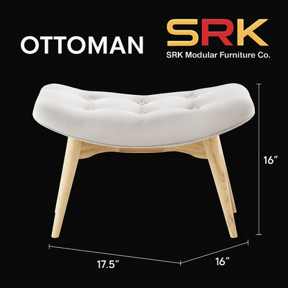 Curved Black Ottoman Stool | Modern Lounge Footrest | Theom Living