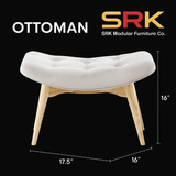 Curved Black Ottoman Stool | Modern Lounge Footrest | Theom Living