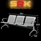 3-Seater Stainless Steel Waiting Bench | Airport & Office Reception Chair | SRK Modular