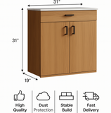 4-SELF  Wooden Shoe Cabinet with Drawer | Closed Storage Unit | Theom Living