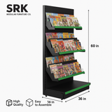Angled Display Rack | 5-Tier Grocery & Retail Shelf with Green Accent | SRK Modular Furniture