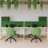 8-Seater Green Modular Office Workstation | Dual Cluster Desk with Biophilic Hanging Planters | SRK Modular Furniture