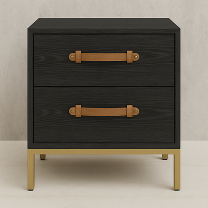 Axton Leather-Strap Solid Wood Bed with Side Tables Collection