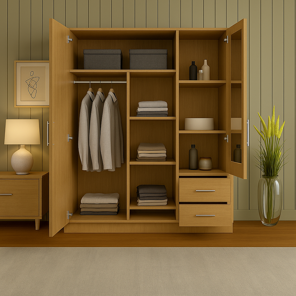 Aurelia 3-Door Wardrobe with Dressing Mirror & Drawers