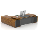 Curved Executive Office Desk – Walnut Woodgrain & Charcoal Finish | SRK Modular Furniture Co.