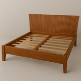 Eterna Solid Teak Wood Slatted Bed with Side Table Collection