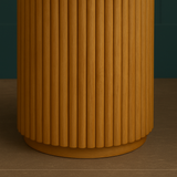 Ribbed Cylindrical Wooden Side Table