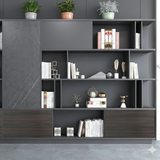Executive Credenza & Bookcase with Premium Marble-Effect Accent - The 'Aura' Storage Unit
